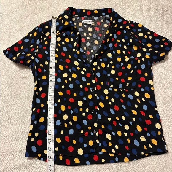 Reformation Cuba Top in Fiesta Black Polka Dot Button Front Boxy Mid Century Mod - Picture 6 of 12